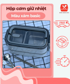 Hộp cơm giữ nhiệt thiết kế màu xám basic hiện đại