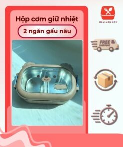 Hộp Cơm Giữ Nhiệt 2 Ngăn Gấu Nâu Dễ Thương
