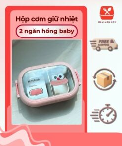 Hộp Cơm Giữ Nhiệt 2 Ngăn Hồng Baby
