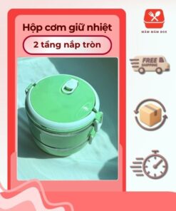 Hộp Cơm Giữ Nhiệt 2 Tầng Nắp Tròn Tiện Lợi | Măm Măm Box