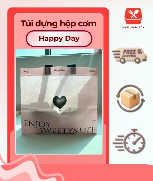 Túi Đựng Hộp Cơm Happy Day Thời Trang