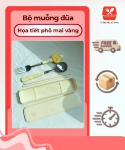 Bộ Muỗng Đũa Họa Tiết Phô Mai Vàng Độc Đáo