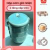 Hộp Cơm Giữ Nhiệt 4 Tầng Nắp Tròn Dung Tích Lớn