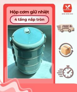 Hộp Cơm Giữ Nhiệt 4 Tầng Nắp Tròn Dung Tích Lớn