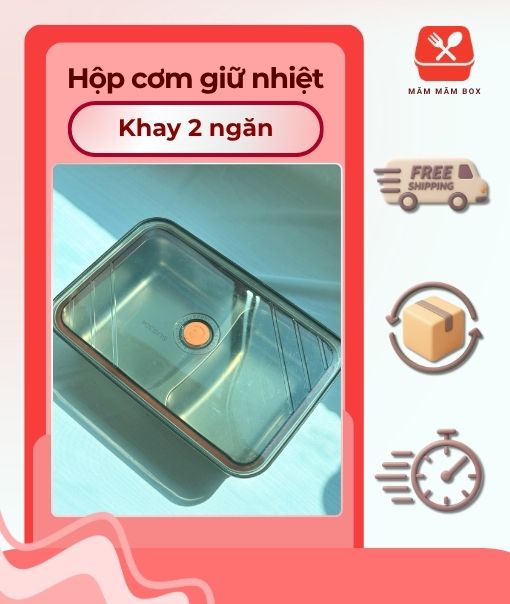 Hộp Cơm Giữ Nhiệt Khay 2 Ngăn Inox 304