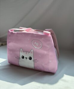 Túi Giữ Nhiệt Mẫu Mèo Hồng Cute Đáng Yêu