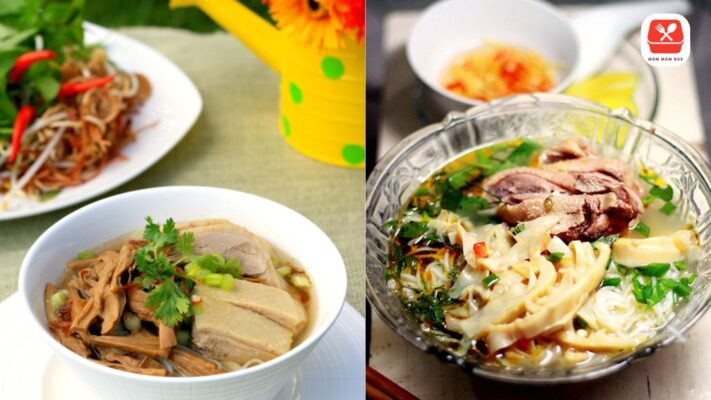 Mẹo nhỏ khi nấu bún măng vịt giúp khử sạch mùi hôi của vịt bằng gừng tươi và rượu trắng trước khi ninh.