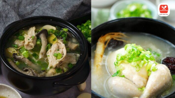 Gợi ý công thức làm món súp gà ngô nấm ngọt thanh từ cốt gà ninh kết hợp nấm hương dẻo dai.