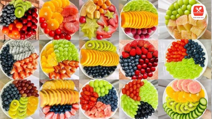 Sự kết hợp xen kẽ giữa các nhóm quả giúp khay tráng miệng văn phòng luôn đa dạng màu sắc và cân bằng vitamin.